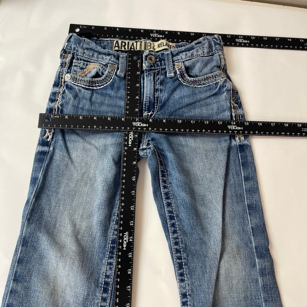Ariat B4 Jeans Boys 8 Blue Relaxed Bootcut Medium Wash Denim Western Cowboy Play - Picture 6 of 10